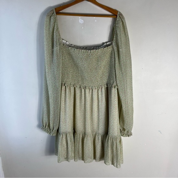 Aritzia Wilfred Tempest Mini Dress SZ XL In Birch Marsh Green Romantic Feminine - Picture 6 of 14